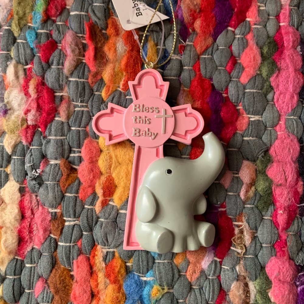 NWT baby girl elephant ornament “bless this baby”